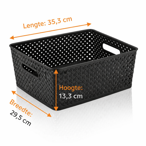 Discountershop Black Storage Basket – ±12L Plastic Storage Bins with Handles – Multi-Purpose Storage Organizer for Home Storage Discountershop Black Storage Basket – ±12L Plastic Storage Bins with Handles – Multi-Purpose Storage Organizer for Home Storage