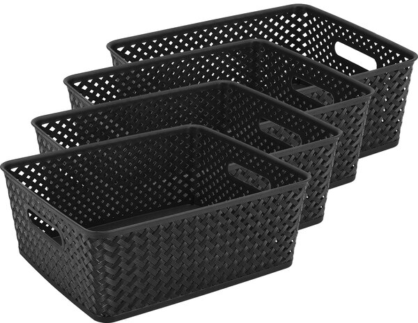 Discountershop Black Storage Basket – ±12L Plastic Storage Bins with Handles – Multi-Purpose Storage Organizer for Home Storage Discountershop Black Storage Basket – ±12L Plastic Storage Bins with Handles – Multi-Purpose Storage Organizer for Home Storage