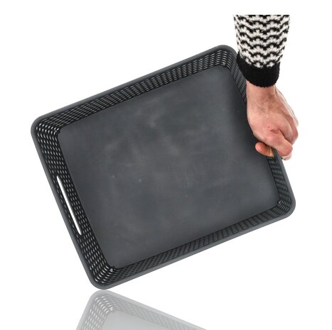 Discountershop Opbergmand Grijs – ±12 Liter Kunststof Opbergmanden - Mandjes Riet met Handgrepen – Multifunctionele Kast Organizer Voor Opslag