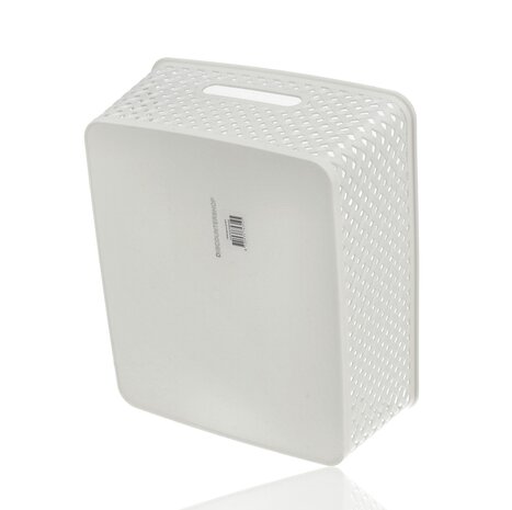 Discountershop White Storage Basket – ±12L Plastic Storage Baskets with Handles – Multi-Purpose Storage Box for Storage