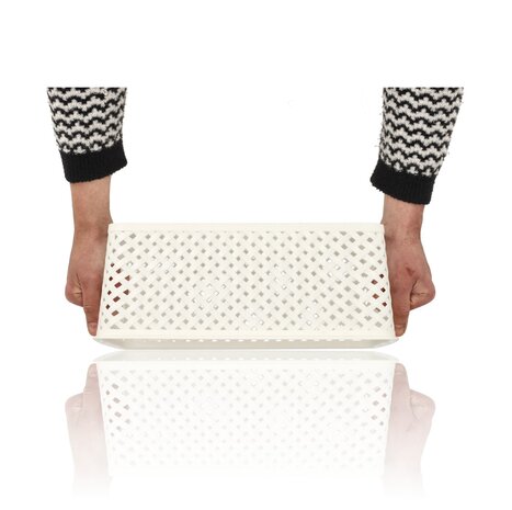 Discountershop White Storage Basket – ±12L Plastic Storage Baskets with Handles – Multi-Purpose Storage Box for Storage