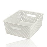 Discountershop White Storage Basket – ±12L Plastic Storage Baskets with Handles – Multi-Purpose Storage Box for Storage