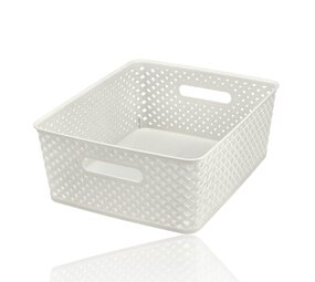 Discountershop Opbergmand Wit – ±12 Liter Kunststof Opbergmanden met Handgrepen – Multifunctionele Opbergdoos voor Opslag