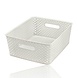 Discountershop White Storage Basket – ±12L Plastic Storage Baskets with Handles – Multi-Purpose Storage Box for Storage