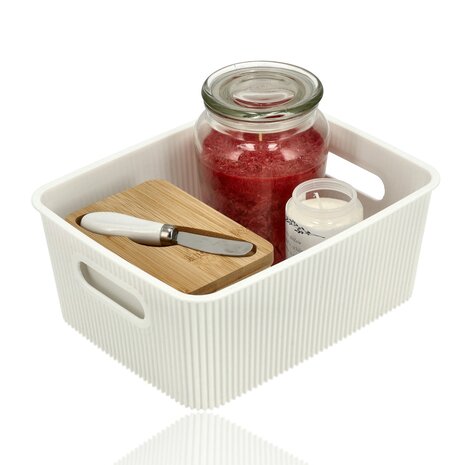 Discountershop Opbergmand 6 Liter Kunststof – Kast Organizer, Keukenkast Organizer, Opbergmand Kinderkamer en Speelgoed – Opbergdoos Wit