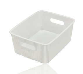 Discountershop Opbergmand 6 Liter Kunststof – Kast Organizer, Keukenkast Organizer, Opbergmand Kinderkamer en Speelgoed – Opbergdoos Wit