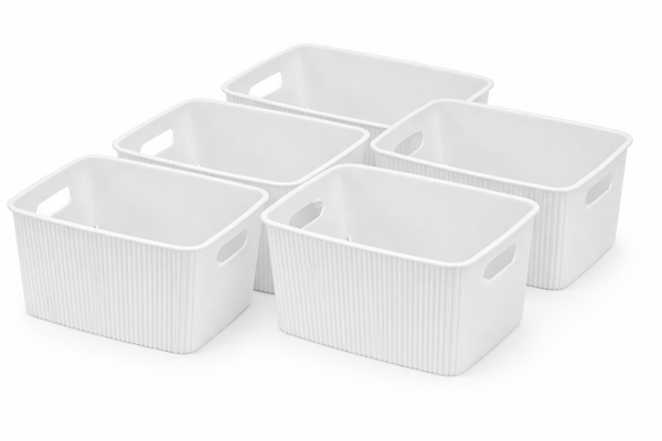 Discountershop Opbergmand 6 Liter Kunststof – Kast Organizer, Keukenkast Organizer, Opbergmand Kinderkamer en Speelgoed – Opbergdoos Wit