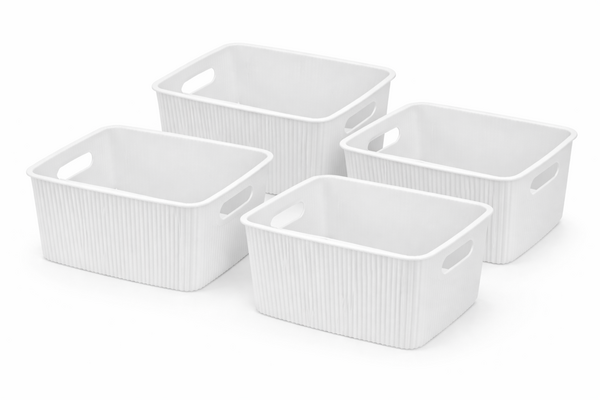 Discountershop Storage Basket 6L Plastic – Kitchen Cabinet Organizer, Closet Organizer, Toy Storage Basket for Kids Room – Storage Box White