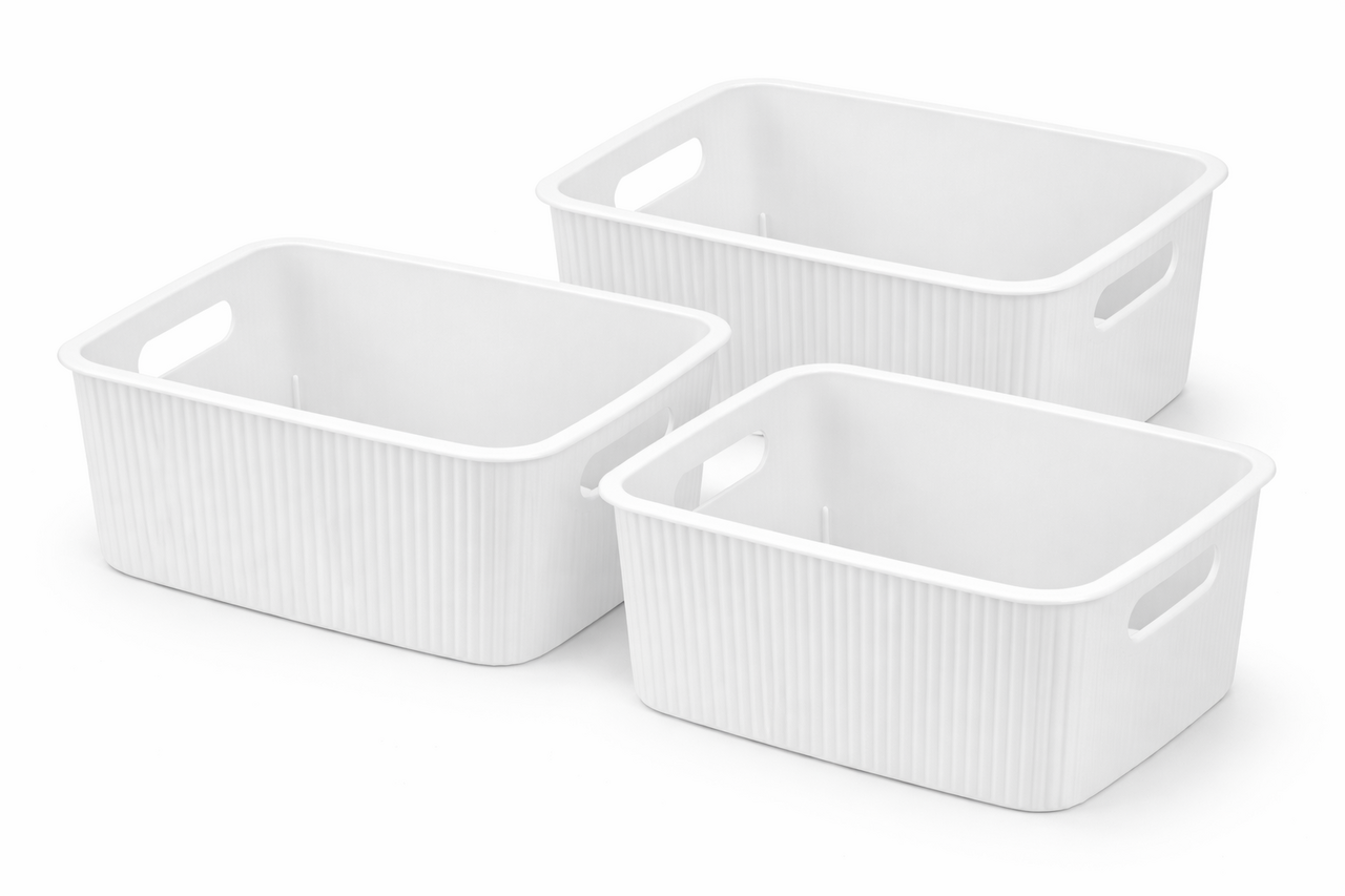 Discountershop Opbergmand 6 Liter Kunststof – Kast Organizer, Keukenkast Organizer, Opbergmand Kinderkamer en Speelgoed – Opbergdoos Wit