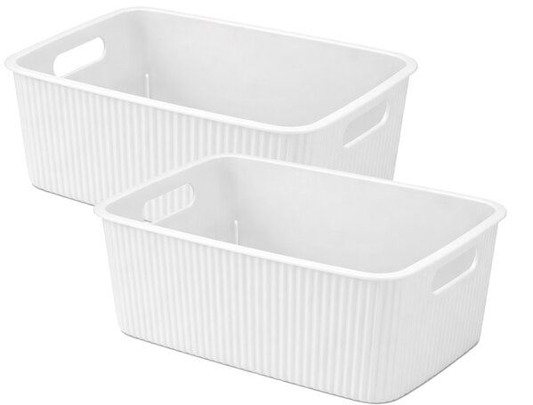 Discountershop Opbergmand 6 Liter Kunststof – Kast Organizer, Keukenkast Organizer, Opbergmand Kinderkamer en Speelgoed – Opbergdoos Wit