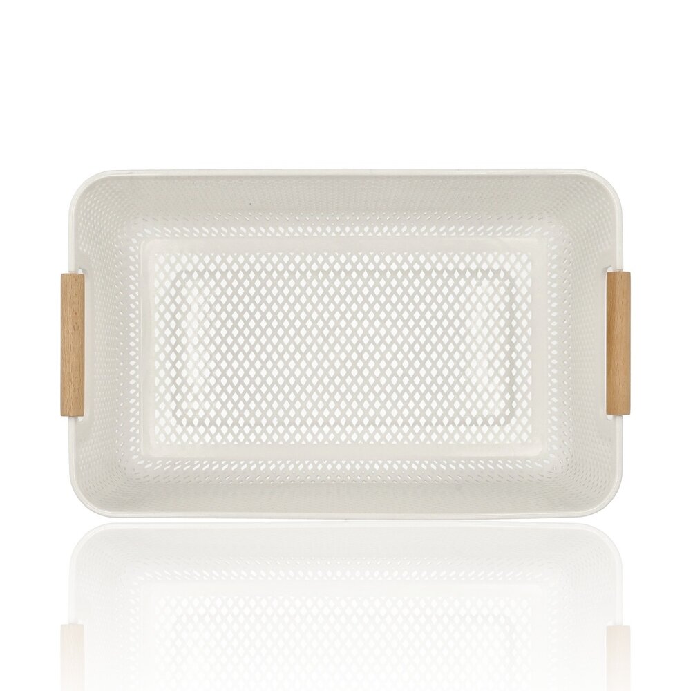 Discountershop Storage Basket with Wooden Handle – 9L Plastic Storage Basket for Kitchen, Closet and Kids Room – Organizer for Toys and Pantry Storage Discountershop Storage Basket with Wooden Handle – 9L Plastic Storage Basket for Kitchen, Closet and Kids Room – Organizer for Toys and Pantry Storage