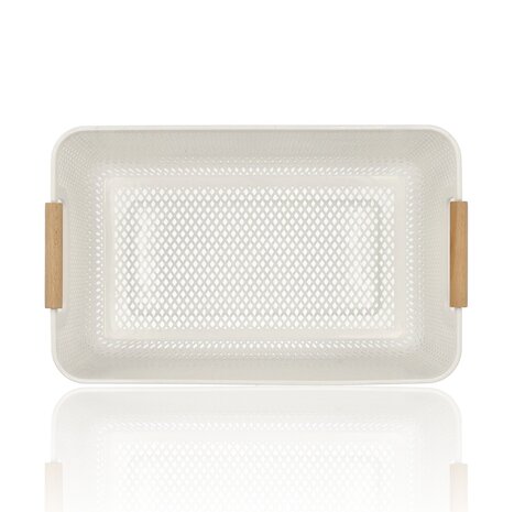 Discountershop Storage Basket with Wooden Handle – 9L Plastic Storage Basket for Kitchen, Closet and Kids Room – Organizer for Toys and Pantry Storage Discountershop Storage Basket with Wooden Handle – 9L Plastic Storage Basket for Kitchen, Closet and Kids Room – Organizer for Toys and Pantry Storage