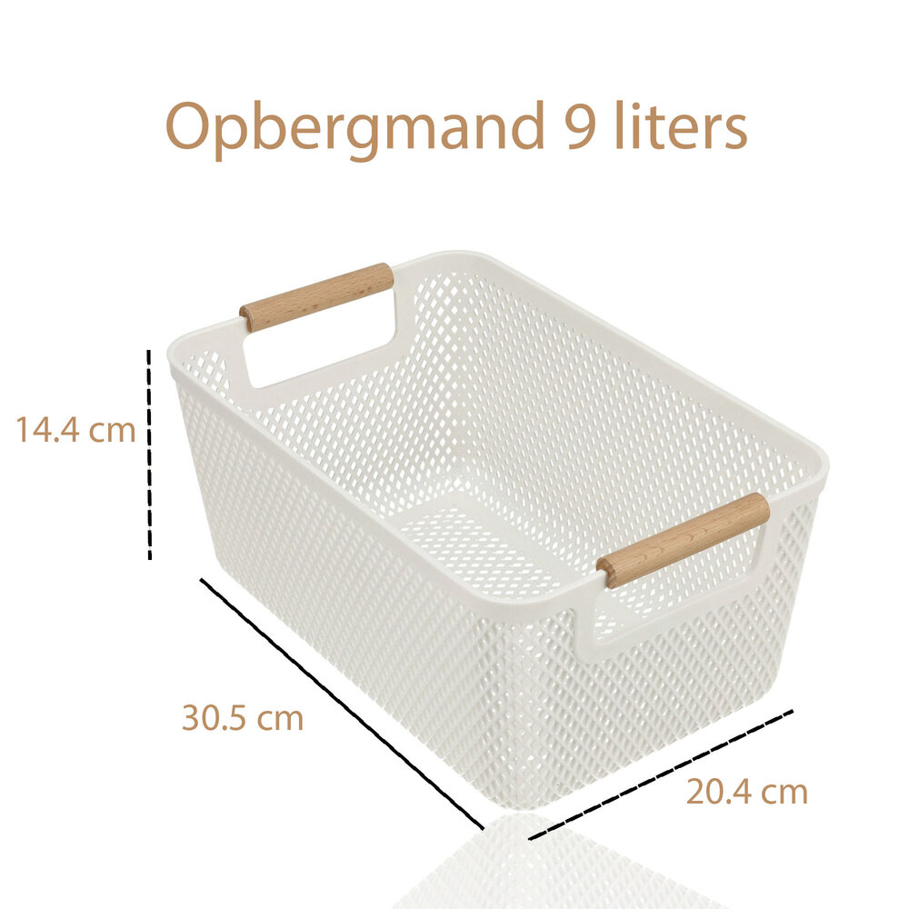 Discountershop Storage Basket with Wooden Handle – 9L Plastic Storage Basket for Kitchen, Closet and Kids Room – Organizer for Toys and Pantry Storage Discountershop Storage Basket with Wooden Handle – 9L Plastic Storage Basket for Kitchen, Closet and Kids Room – Organizer for Toys and Pantry Storage