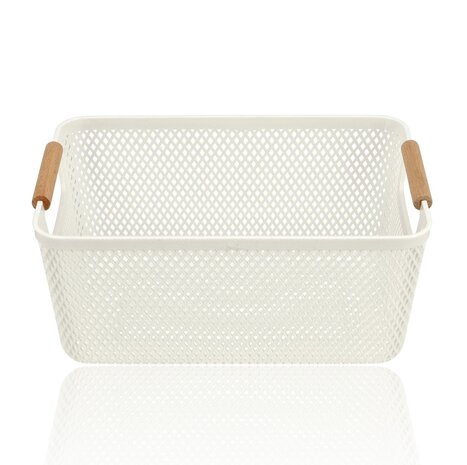 Discountershop Storage Basket with Wooden Handle – 9L Plastic Storage Basket for Kitchen, Closet and Kids Room – Organizer for Toys and Pantry Storage Discountershop Storage Basket with Wooden Handle – 9L Plastic Storage Basket for Kitchen, Closet and Kids Room – Organizer for Toys and Pantry Storage
