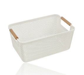 Discountershop Storage Basket with Wooden Handle – 9L Plastic Storage Basket for Kitchen, Closet and Kids Room – Organizer for Toys and Pantry Storage Discountershop Storage Basket with Wooden Handle – 9L Plastic Storage Basket for Kitchen, Closet and Kids Room – Organizer for Toys and Pantry Storage