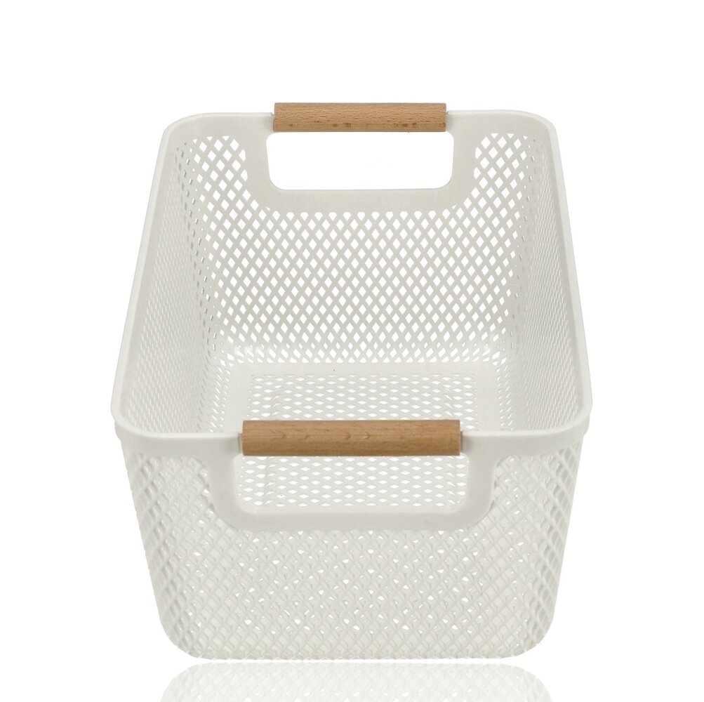 Discountershop Storage Basket with Wooden Handle – 9L Plastic Storage Basket for Kitchen, Closet and Kids Room – Organizer for Toys and Pantry Storage Discountershop Storage Basket with Wooden Handle – 9L Plastic Storage Basket for Kitchen, Closet and Kids Room – Organizer for Toys and Pantry Storage