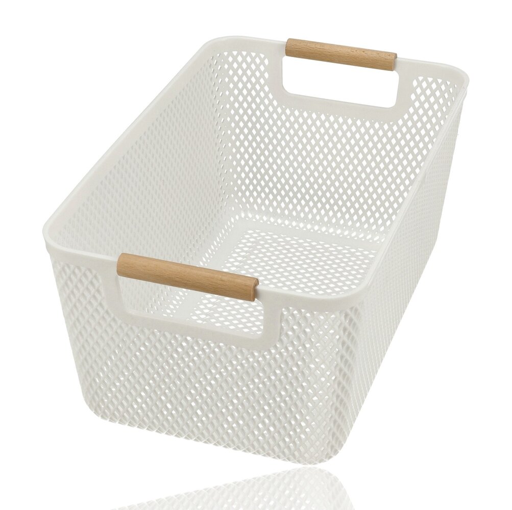 Discountershop Opbergmand met Houten Handvat – 12L Kunststof Opbergmand voor Keuken, Kast en Kinderkamer – Organizer voor Opslag Discountershop Opbergmand met Houten Handvat – 12L Kunststof Opbergmand voor Keuken, Kast en Kinderkamer – Organizer voor Opslag