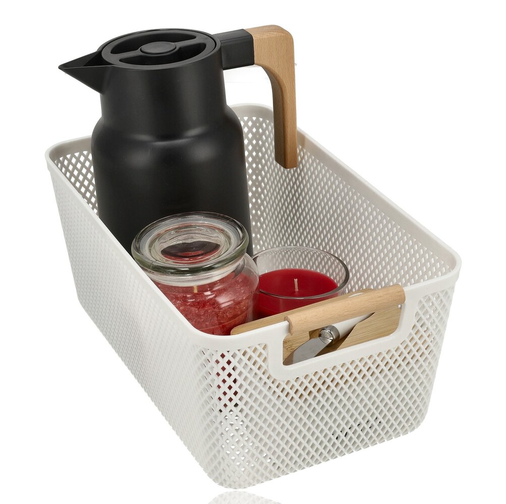 Discountershop Opbergmand met Houten Handvat – 12L Kunststof Opbergmand voor Keuken, Kast en Kinderkamer – Organizer voor Opslag Discountershop Opbergmand met Houten Handvat – 12L Kunststof Opbergmand voor Keuken, Kast en Kinderkamer – Organizer voor Opslag