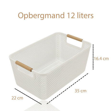Discountershop Opbergmand met Houten Handvat – 12L Kunststof Opbergmand voor Keuken, Kast en Kinderkamer – Organizer voor Opslag Discountershop Opbergmand met Houten Handvat – 12L Kunststof Opbergmand voor Keuken, Kast en Kinderkamer – Organizer voor Opslag
