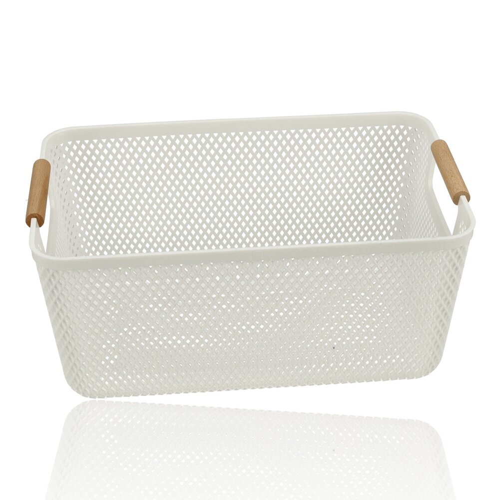 Discountershop Opbergmand met Houten Handvat – 12L Kunststof Opbergmand voor Keuken, Kast en Kinderkamer – Organizer voor Opslag Discountershop Opbergmand met Houten Handvat – 12L Kunststof Opbergmand voor Keuken, Kast en Kinderkamer – Organizer voor Opslag