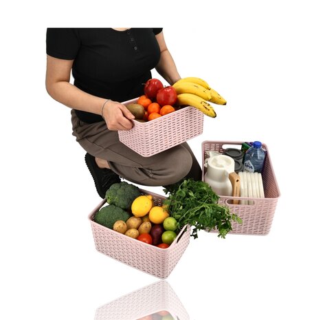 Discountershop Storage Basket Set (5-Piece) – 28.5L, 18L, 12L, 10L and 6L – Wicker-Style Storage Boxes – Closet Organizer, Kids Room and Kitchen Cabinet Organizer