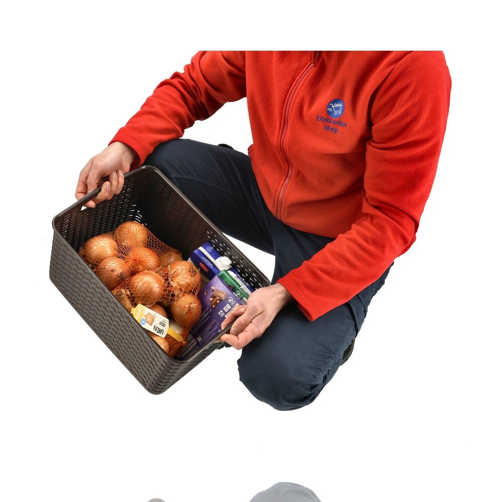 Discountershop Opbergmand Set (5-Delig) – 28,5L, 18L, 12L, 10L en 6L – Mandjes Riet Look Opbergdozen – Kast Organizer, Kinderkamer en Keukenkast Organizer