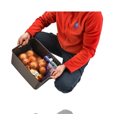 Discountershop Opbergmand Set (5-Delig) – 28,5L, 18L, 12L, 10L en 6L – Mandjes Riet Look Opbergdozen – Kast Organizer, Kinderkamer en Keukenkast Organizer