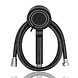 Discountershop Black Shower Head with Hose – Handheld Shower 5 Spray Modes – Anti-Limescale – 150 cm Hose – Universal G1/2 Connection