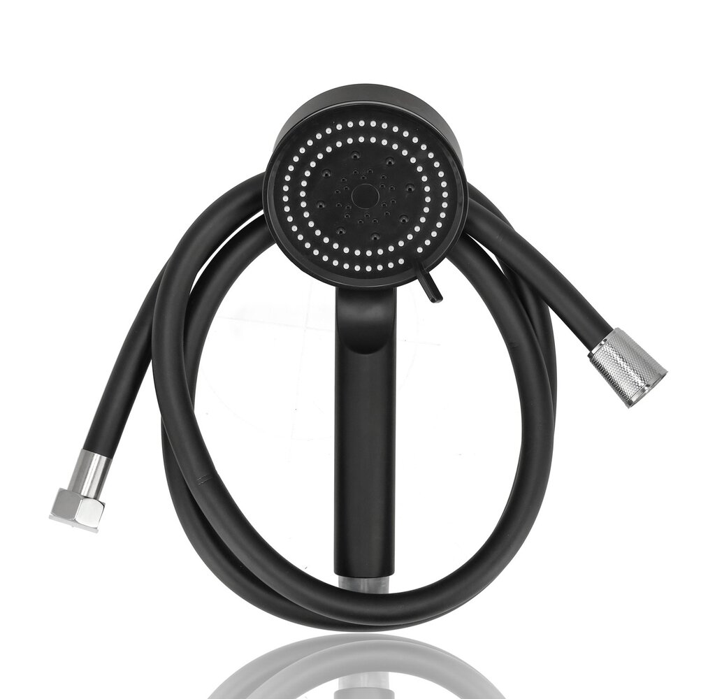 Discountershop Douchekop Zwart met Doucheslang – Handdouche 5 Straalstanden – Anti-Kalk – 150 cm Slang – Universele G1/2 Aansluiting