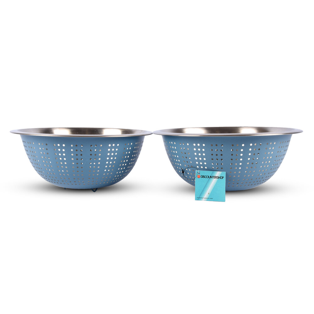 Discountershop Multifunctional Kitchen Colander 28 cm – Blue aluminium colander for pasta, rice, fruit and vegetables, dishwasher-safe Discountershop Multifunctional Kitchen Colander 28 cm – Blue aluminium colander for pasta, rice, fruit and vegetables, dishwasher-safe