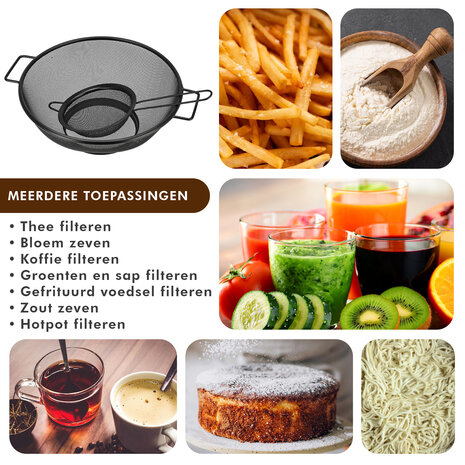 Discountershop Vergiet en Zeef - RVS Ø31cm met Handvatten + Zeef Ø13cm – Set van 2 Roestvrijstalen Keukengerei voor Pasta, Rijst, Groente & Thee Discountershop Vergiet en Zeef - RVS Ø31cm met Handvatten + Zeef Ø13cm – Set van 2 Roestvrijstalen Keukengerei voor Pasta, Rijst, Groente & Thee