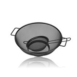 Discountershop Colander and Strainer Set – Stainless Steel Ø31 cm with Handles + Strainer Ø13 cm – Set of 2 Stainless Steel Kitchen Tools for Pasta, Rice, Vegetables & Tea