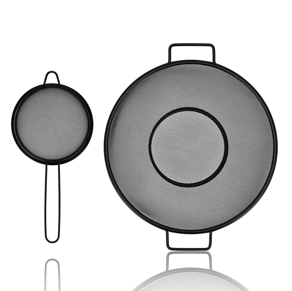 Discountershop Vergiet en Zeef - RVS Ø31cm met Handvatten + Zeef Ø13cm – Set van 2 Roestvrijstalen Keukengerei voor Pasta, Rijst, Groente & Thee Discountershop Vergiet en Zeef - RVS Ø31cm met Handvatten + Zeef Ø13cm – Set van 2 Roestvrijstalen Keukengerei voor Pasta, Rijst, Groente & Thee