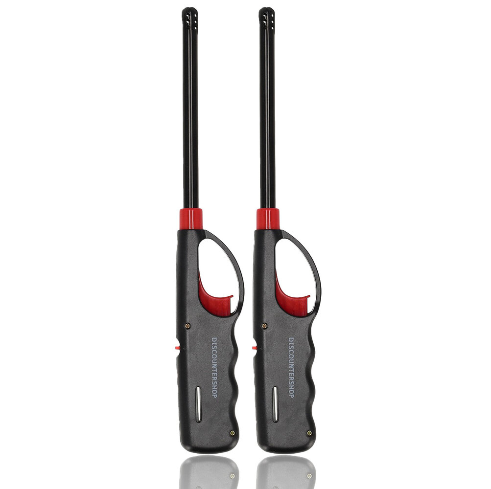 Discountershop Best BBQ Lighter 27cm Windproof – Long Refillable Gas Lighter with Child Safety for BBQ, Candles & Fireplace