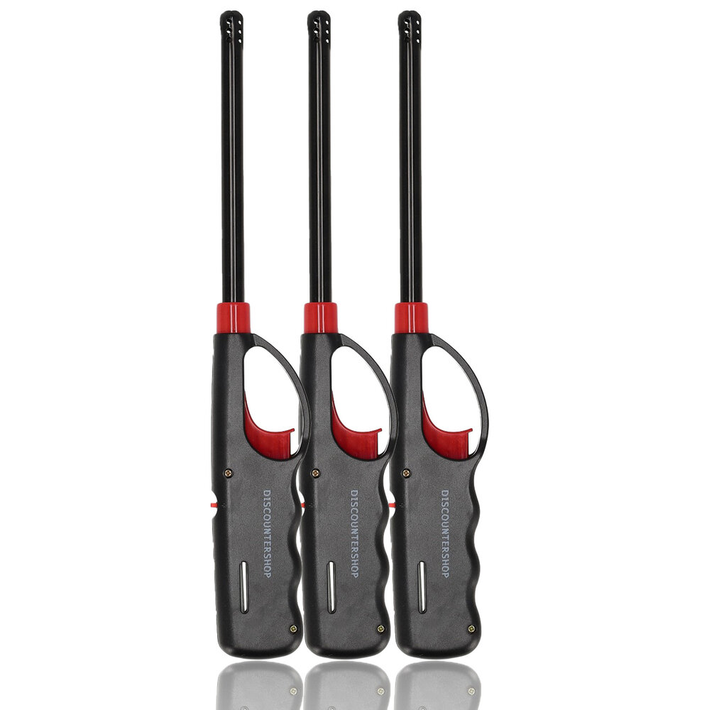 Discountershop Beste BBQ Aansteker 27cm Windproof – Lange Hervulbare Gasaansteker met Kinderbescherming voor BBQ, Kaarsen & Open Haard