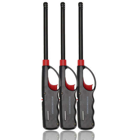 Discountershop Beste BBQ Aansteker 27cm Windproof – Lange Hervulbare Gasaansteker met Kinderbescherming voor BBQ, Kaarsen & Open Haard