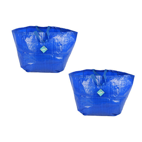 Discountershop Blue Waterproof Storage Bag with Handles | Large 60L Reusable Foldable Shopper Bag | Tote Bag | For Groceries and Small Items | 37cm x 40cm x 41cm