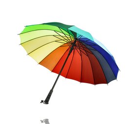 Discountershop Rainbow Umbrella – Large Long Umbrella Ø98 cm – 16 Rib Rainbow Umbrella – Waterproof Rain Umbrella for Men, Women & Kids