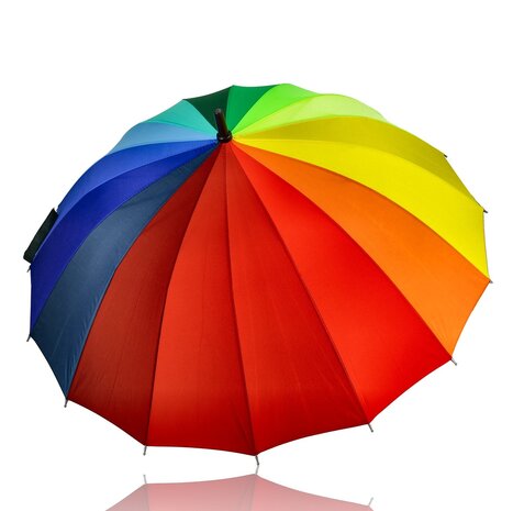 Discountershop Rainbow Umbrella – Large Long Umbrella Ø98 cm – 16 Rib Rainbow Umbrella – Waterproof Rain Umbrella for Men, Women & Kids