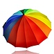 Discountershop Paraplu Regenboog Kleuren – Grote Lange Paraplu Ø98 cm – Regenboogparaplu 16 Ribben – Waterdichte Regen Paraplu voor Heren, Dames & Kinderen