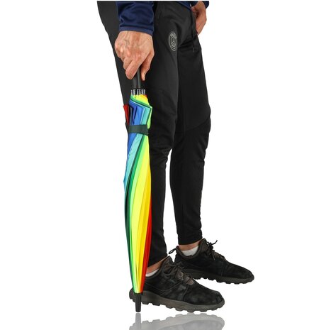 Discountershop Paraplu Regenboog Kleuren – Grote Lange Paraplu Ø98 cm – Regenboogparaplu 16 Ribben – Waterdichte Regen Paraplu voor Heren, Dames & Kinderen