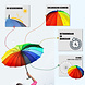 Discountershop Paraplu Regenboog Kleuren – Grote Lange Paraplu Ø98 cm – Regenboogparaplu 16 Ribben – Waterdichte Regen Paraplu voor Heren, Dames & Kinderen