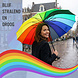 Discountershop Rainbow Umbrella – Large Long Umbrella Ø98 cm – 16 Rib Rainbow Umbrella – Waterproof Rain Umbrella for Men, Women & Kids