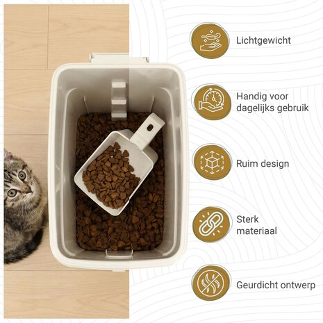 Discountershop Voedselcontainer Hond & Kat – Luchtdichte Brokkencontainer met Wieltjes & Schep – BPA-vrij & Hygiënisch