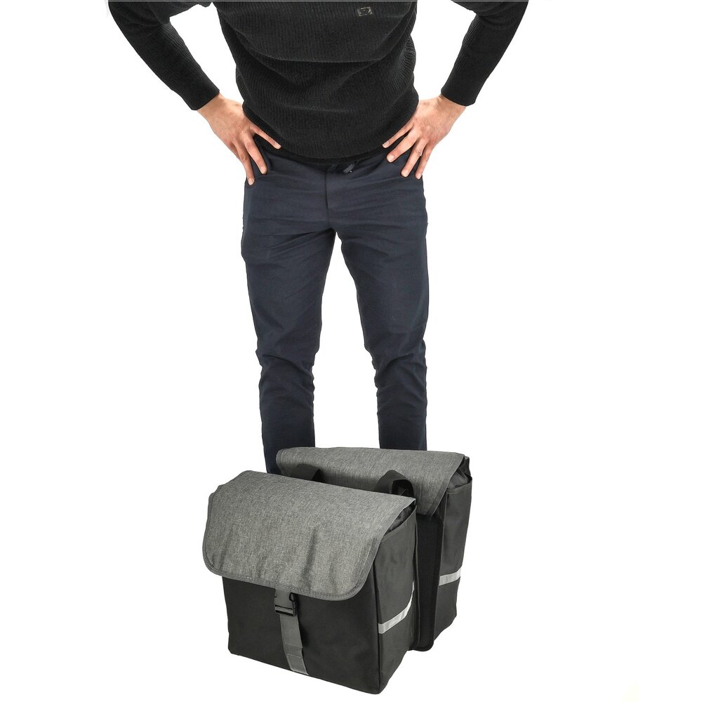 Discountershop Dubbele Fietstas Zwart - 40 Liter – Pakafstas Waterafstotend – Universele Bevestiging - Fietstas Achterdrager