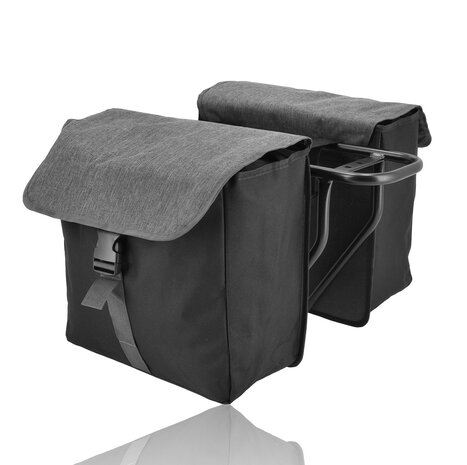 Discountershop Double Pannier Bag Black – 40 Liters – Rack Bag Water-Resistant – Universal Mounting – Rear Rack Bicycle Bag