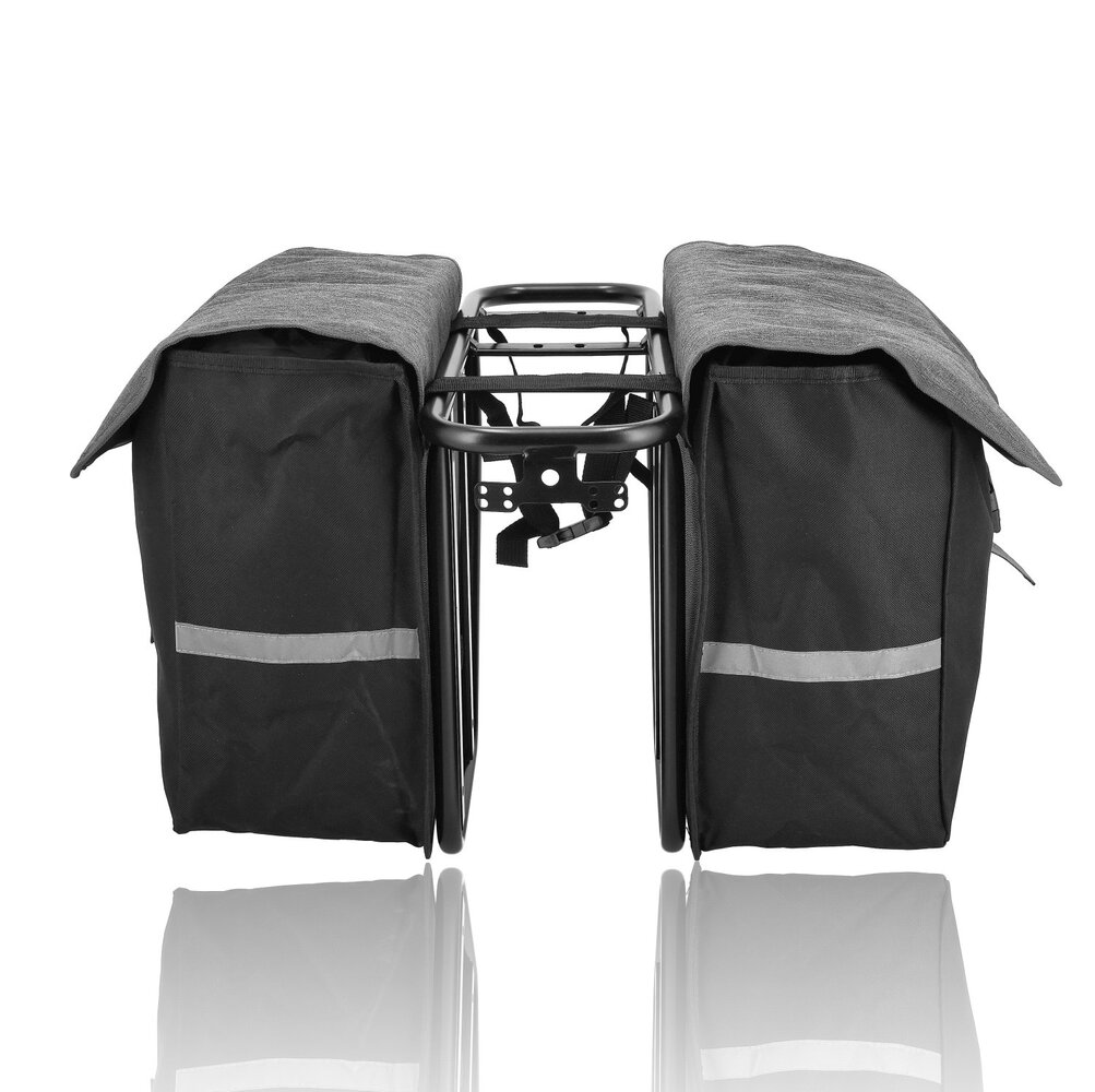 Discountershop Double Pannier Bag Black – 40 Liters – Rack Bag Water-Resistant – Universal Mounting – Rear Rack Bicycle Bag