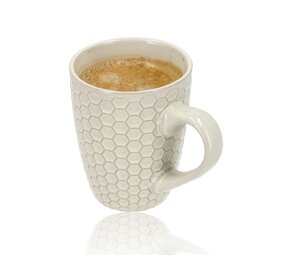 Discountershop Koffiekopje 370ml – Keramische Koffiebeker met Oor – Aardewerk Koffiemok & Theemok – Grote Mok voor Koffie, Cappuccino & Latte
