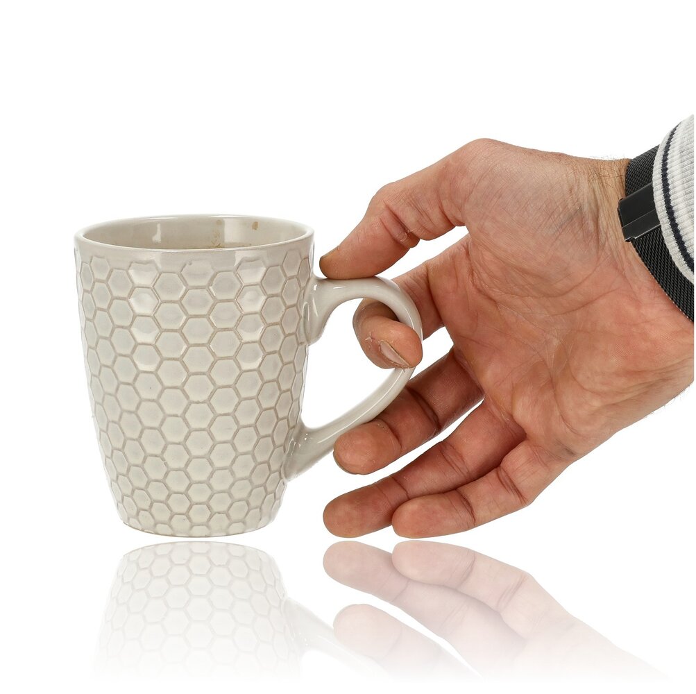 Discountershop Koffiekopje 370ml – Keramische Koffiebeker met Oor – Aardewerk Koffiemok & Theemok – Grote Mok voor Koffie, Cappuccino & Latte