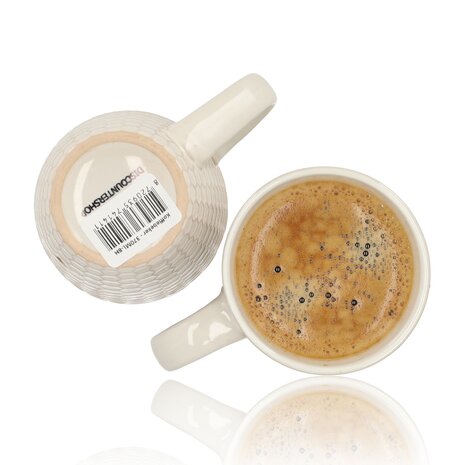 Discountershop Koffiekopje 370ml – Keramische Koffiebeker met Oor – Aardewerk Koffiemok & Theemok – Grote Mok voor Koffie, Cappuccino & Latte